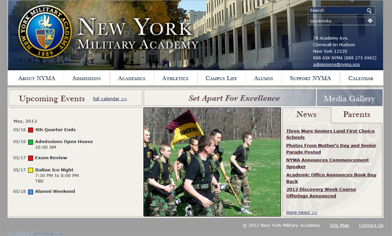 The NYMA Website Homepage